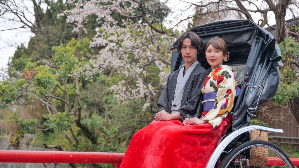 鎌倉レンタル着物 都カップル 人力車